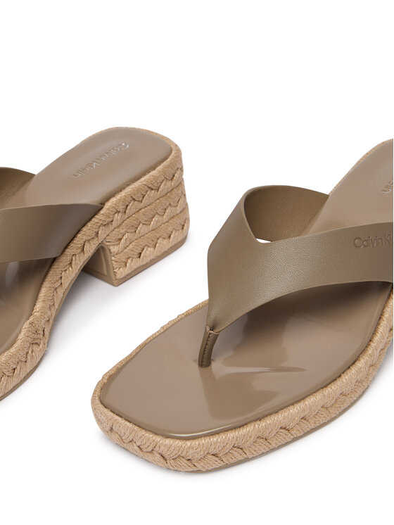 Calvin Klein Calvin Klein Zehentrenner Block Heel Espa 50 Thong Lth HW0HW02902 Braun