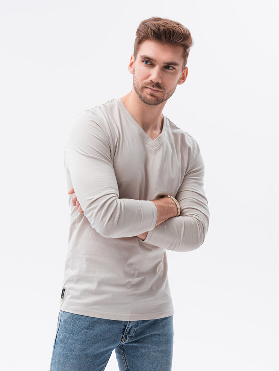 Ombre Ombre Longsleeve Z41 Beżowy Regular Fit