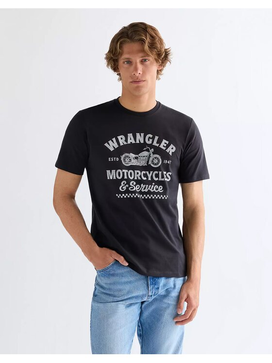 Wrangler Wrangler T-Shirt AMERICANA TEE Czarny Regular Fit
