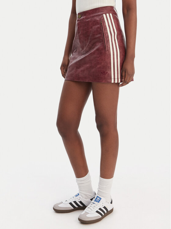 adidas adidas Sukňa z imitácie kože Pleather KD8785 Bordová Regular Fit