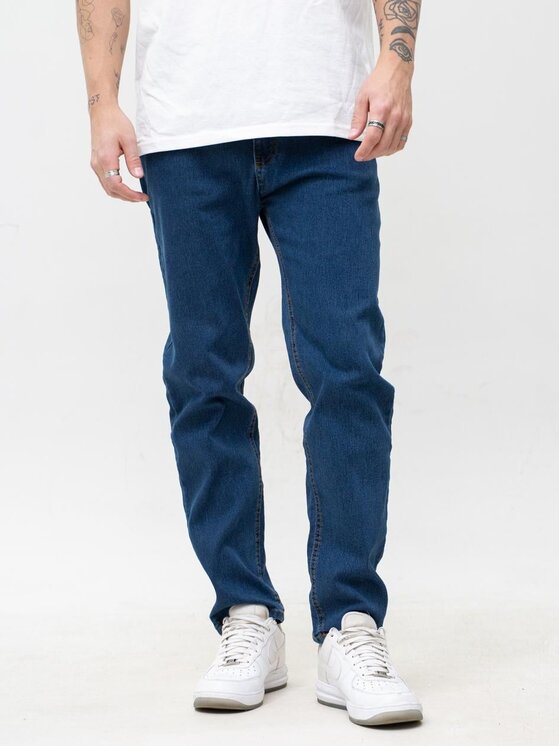 Jigga Wear Jigga Wear Jeansy Ciemne dzins Mini Haft Logo 32 Niebieski Regular Fit