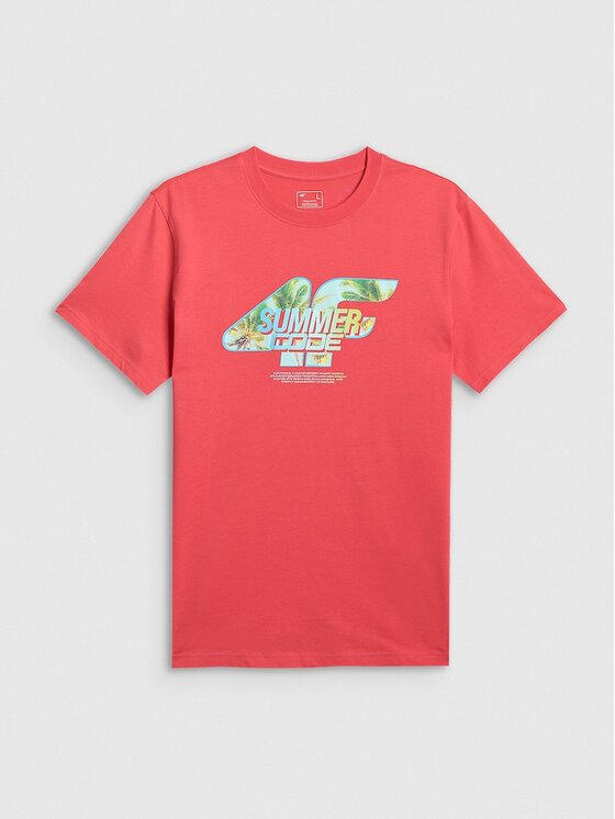 4F 4F T-Shirt 4FRSS26TTSHM4305-63S Różowy Regular Fit