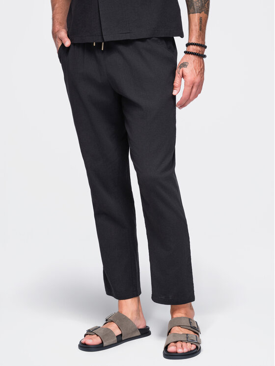 Ombre Ombre Spodnie materiałowe OM-PACP-0312 Czarny Regular Fit