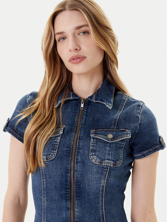 Guess Guess Sukienka jeansowa W5YK71 D4H1D Niebieski Regular Fit