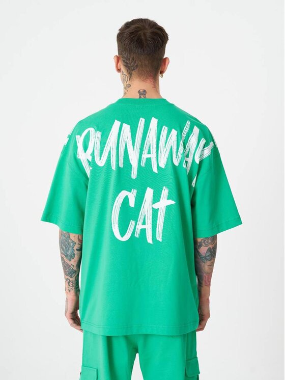 Machinist Machinist T-Shirt Koszulka Z Krótkim Rękawem Męska Oversize Zielona Machinist Runaway Cat S Zielony Oversize