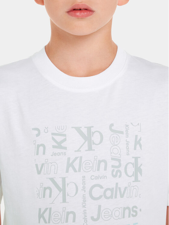 Calvin Klein Jeans Calvin Klein Jeans Tricou Inst Ck Aop IB0IB02106 Alb Boxy Fit