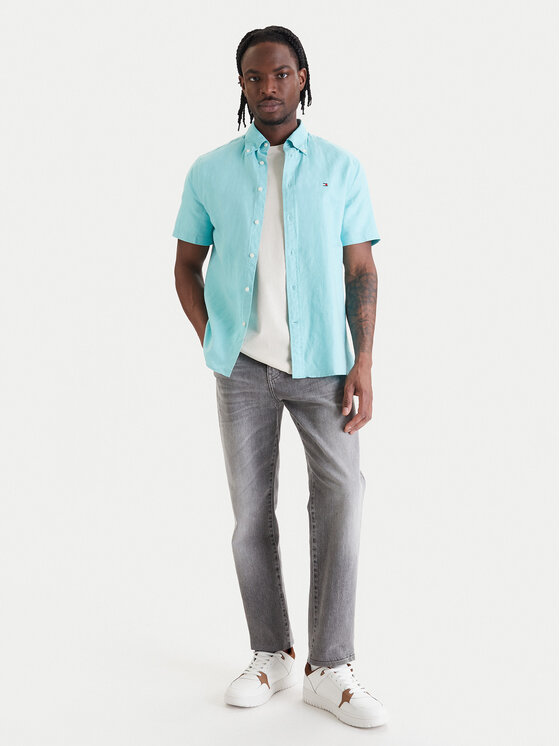 Tommy Hilfiger Tommy Hilfiger Πουκάμισο MW0MW42450 Τυρκουάζ Regular Fit