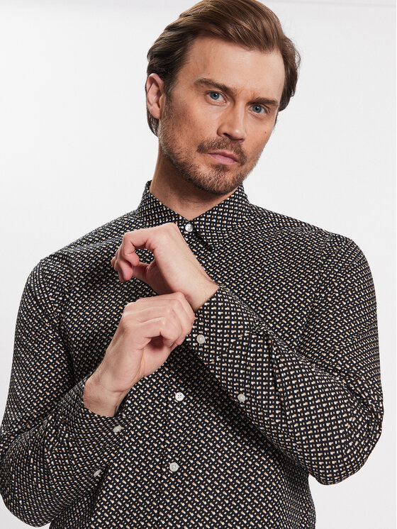 Camicia 50488041 Beige Slim Fit