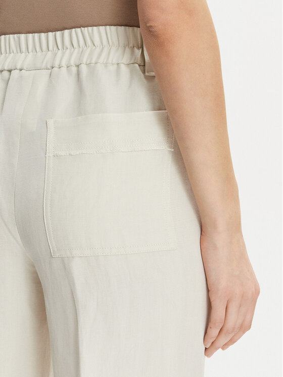 Marella Marella Kalhoty z materiálu Papiro 2413131085 Écru Regular Fit