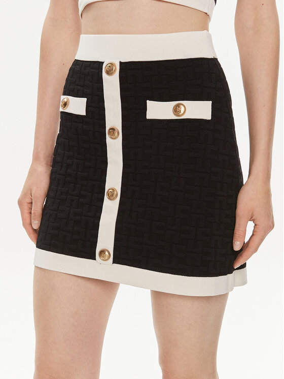 Elisabetta Franchi Mini sukňa GK-98B-42E2-004477 Čierna Slim Fit