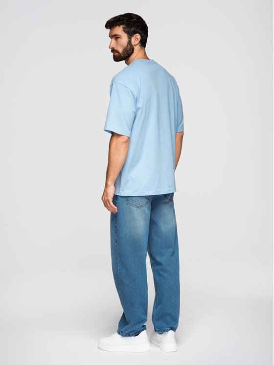 Ombre Ombre T-Shirt OM-TSBC-0267 Błękitny Loose Fit