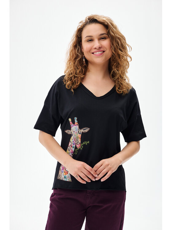 blue shadow blue shadow Bluzka Olbi Czarny Regular Fit
