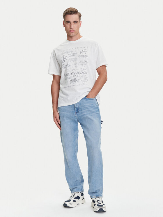 Tommy Jeans Tommy Jeans T-krekls Archive Logos DM0DM21584 Balts Relaxed Fit