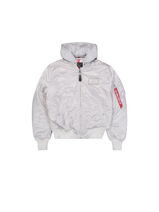 Alpha Industries Alpha Industries Kurtka bomber MA-1 Zip Hood Backprint Bomber Jacket Szary Slim Fit