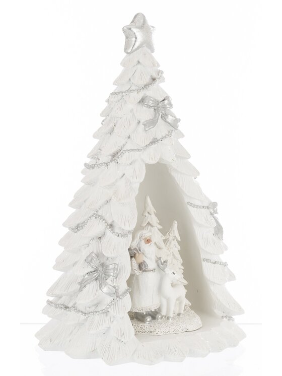 MIAhome MIAhome Figurka choinka LED z Mikołajem wewnątrz 25x16x14 cm Biały