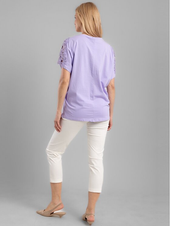 Perso Perso T-Shirt TCE242114F Fioletowy Regular Fit