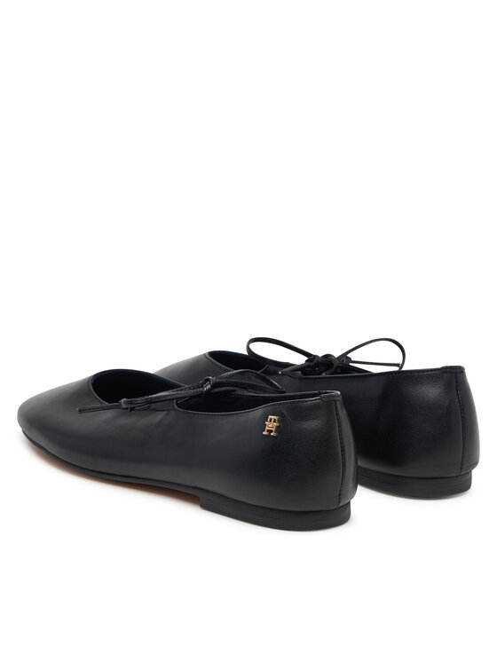 Tommy Hilfiger Tommy Hilfiger Balerinke Lace-Up Leather Ballerina FW0FW09542 Crna
