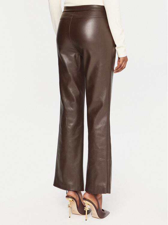 Gaudi Gaudi Hlače iz umetnega usnja 521FD28002 Rjava Straight Fit