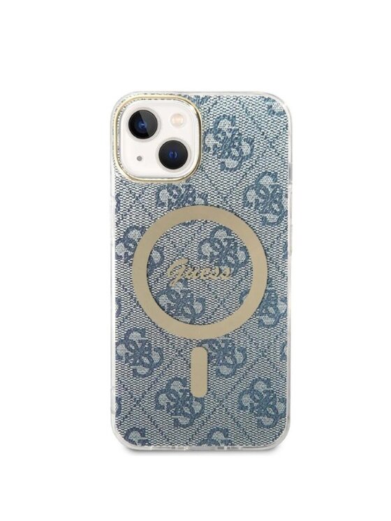 Guess Guess Etui na telefon 4G Metal Gold Logo Niebieski