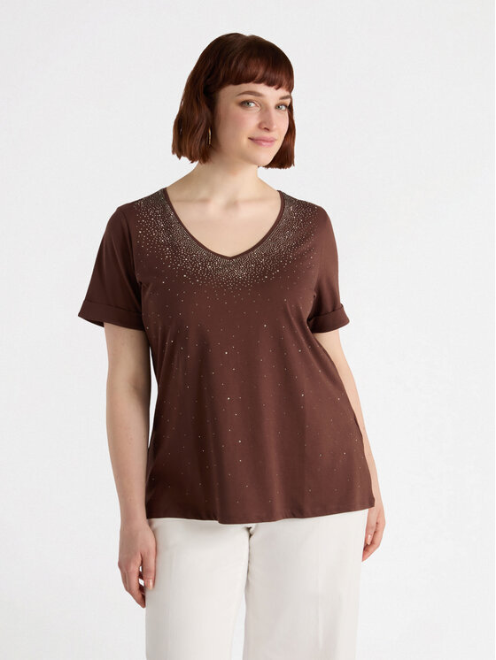 Fiorella Rubino Fiorella Rubino T-Shirt G203L008508N022 Brązowy Regular Fit