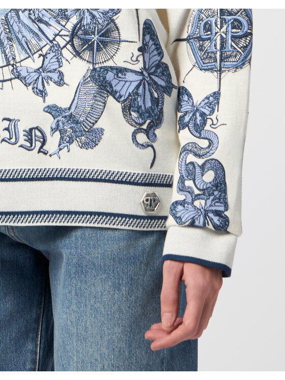 PHILIPP PLEIN PHILIPP PLEIN Sweter 29773 Niebieski jasny Regular Fit