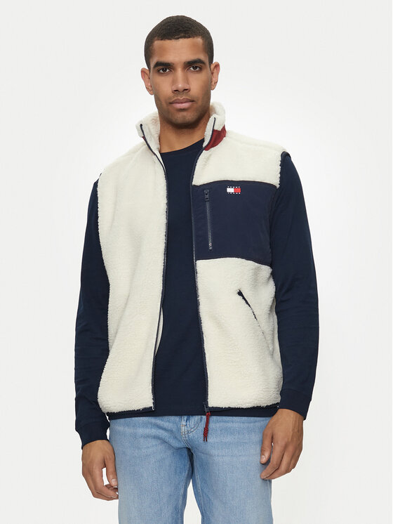 Tommy Jeans Męska Kamizelka, rozmiar M, Écru, Teddy DM0DM18900