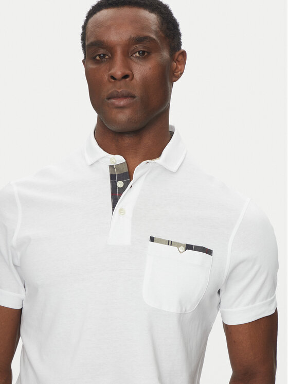 Barbour Barbour Тениска с яка и копчета Corpatch MML1071WH11 Бял Tailored Fit