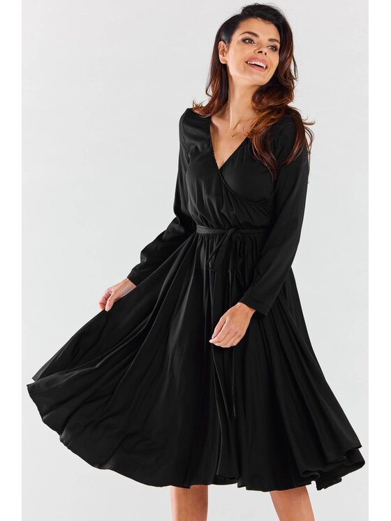 Awama Awama Letné šaty A471 Čierna Basic Fit