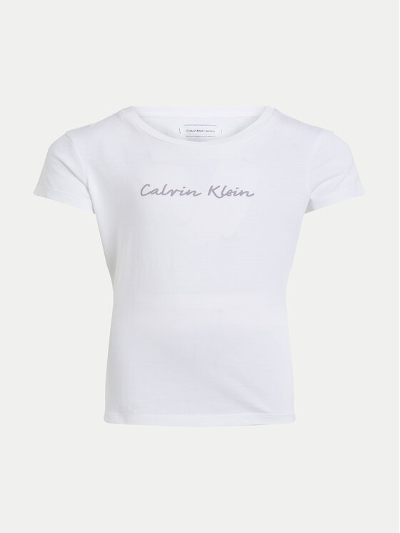 Calvin Klein Jeans Calvin Klein Jeans Tricou Script Logo IG0IG02857 Alb Slim Fit