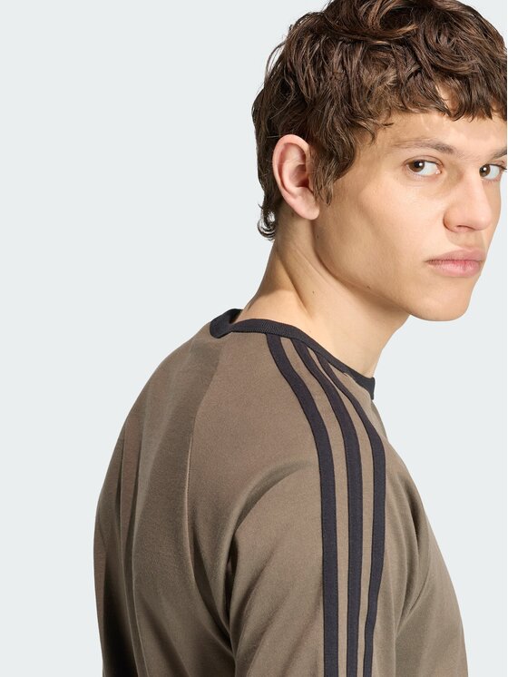 adidas adidas T-Shirt 3-Stripes Brązowy Regular Fit