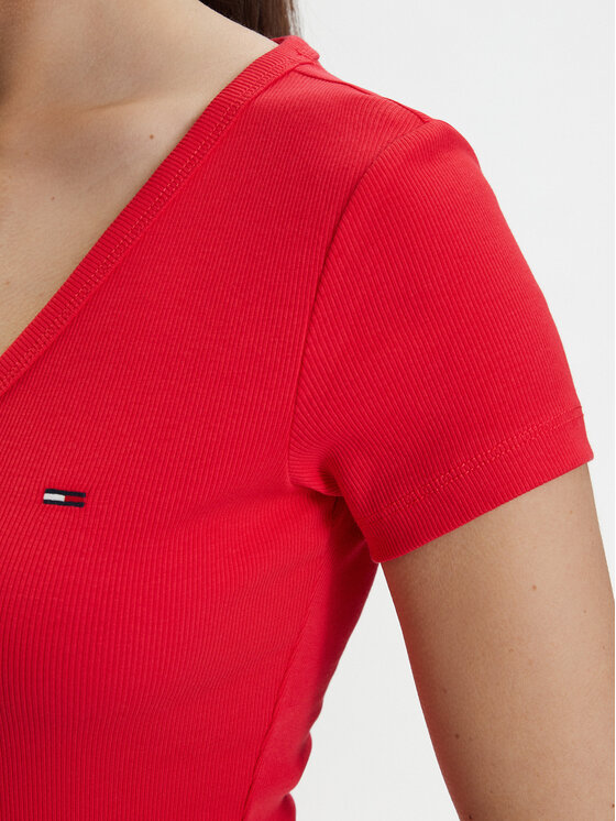 Tommy Jeans Tommy Jeans Majica DW0DW17385 Rdeča Slim Fit
