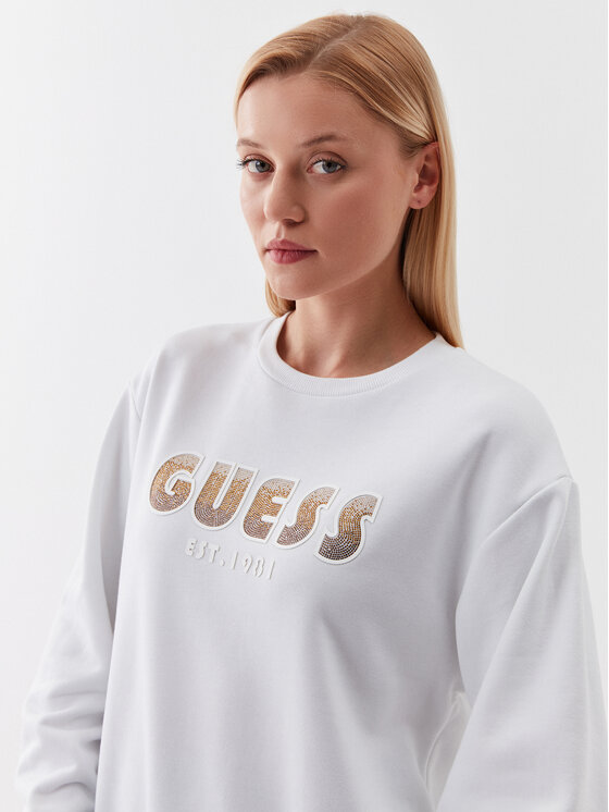 Guess Guess Μπλούζα W3YQ13 K8802 Λευκό Relaxed Fit