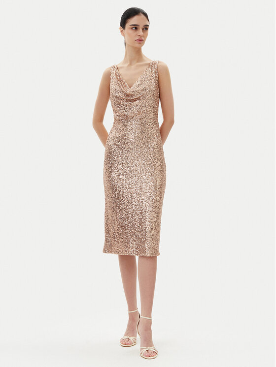 Rinascimento Rinascimento Koktel haljina CFC0123778003 Zlatna Regular Fit