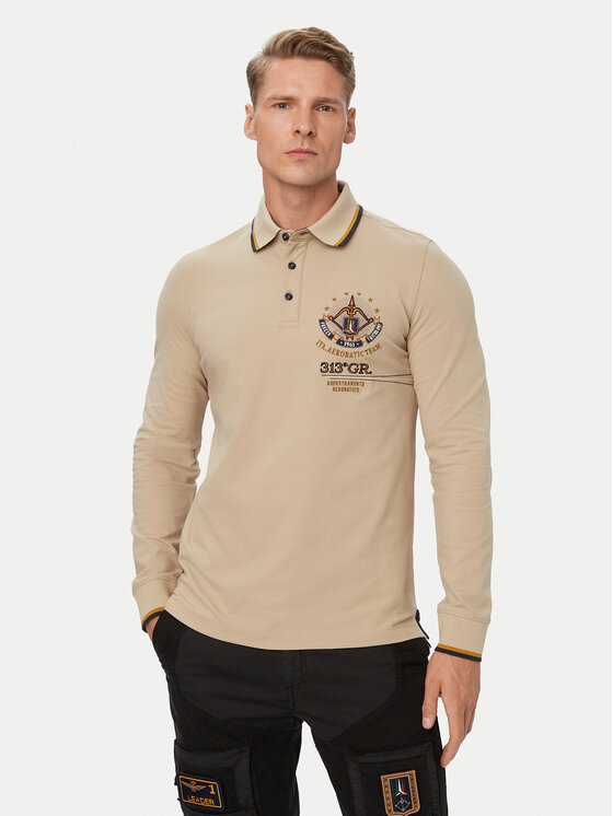 Aeronautica Militare Aeronautica Militare Polo särk 262PO1942UP00400 Beež Regular Fit