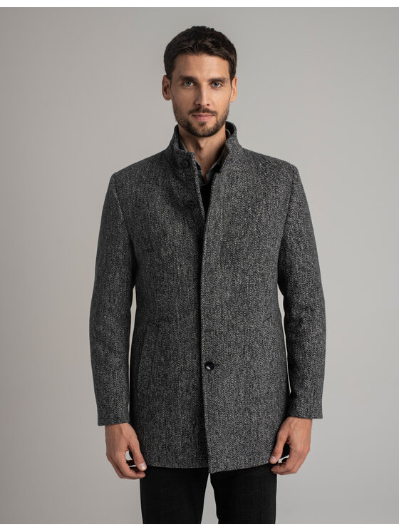 Borgio Borgio Płaszcz wełniany rivara_sz Szary Slim Fit