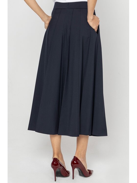 Deni Cler Milano Deni Cler Milano Spódnica midi W-DC-7062-D5-J1-59-1 Granatowy A-Line Fit