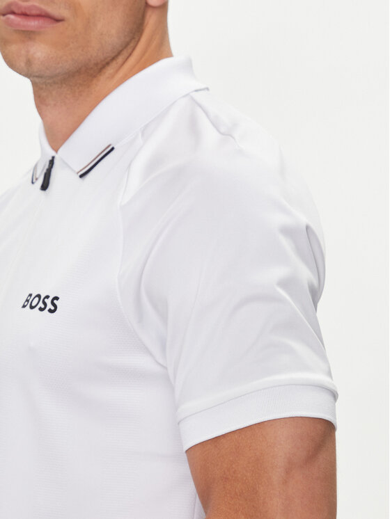 BOSS Boss Тениска с яка и копчета Philix MB 3 350519863 Бял Slim Fit