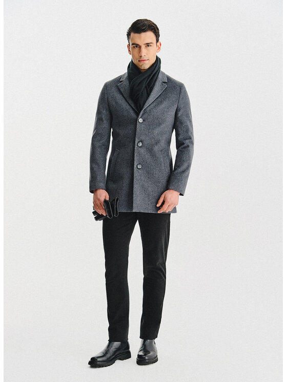 Pako Lorente Pako Lorente Płaszcz wełniany P25WF-7X-020 Szary Classic Fit