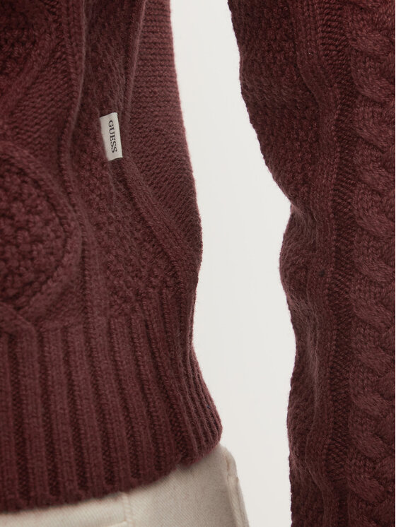 Guess Jeans Guess Jeans Pulover W4BR13 Z3HN2 Bordo rdeča Regular Fit