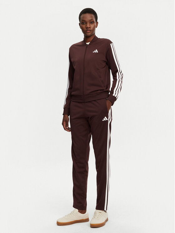 adidas Tepláková súprava Essentials 3-Stripes JD2683 Hnedá Regular Fit