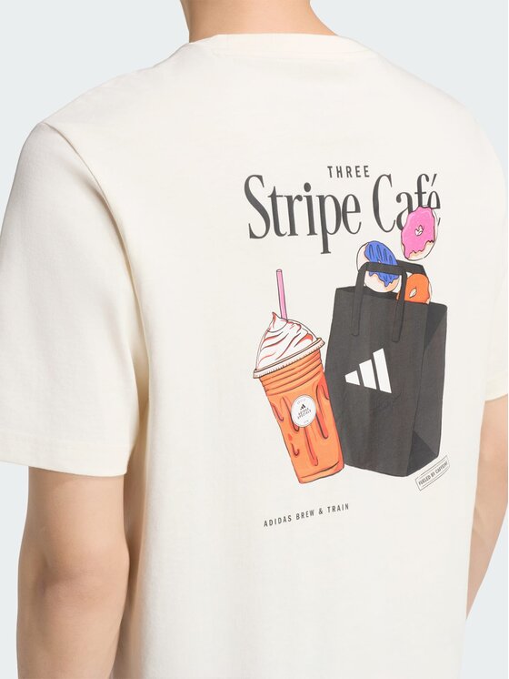 adidas adidas T-Shirt COFFEE CAFE DONUT BAG GRAPHIC Kremowy Regular Fit