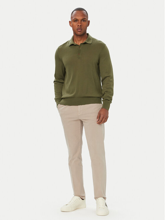 BOSS BOSS Тениска с яка и копчета H-Lancione 50565503 Тъмнозелен Regular Fit