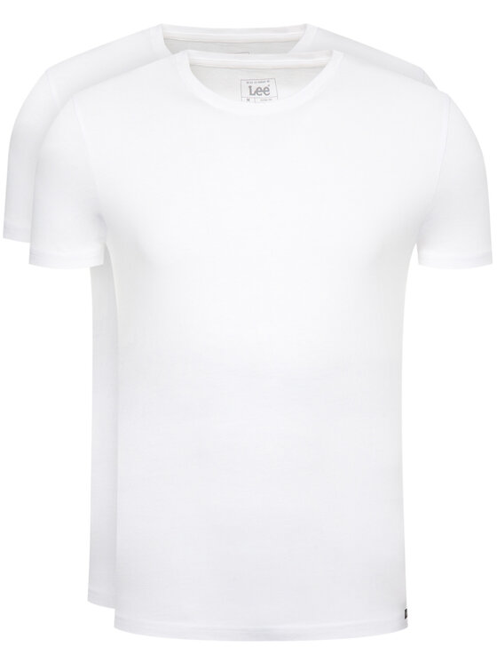 Lee Lee Komplet 2 t-shirtów Twin Pack Crew L680AI12 Biały Slim Fit
