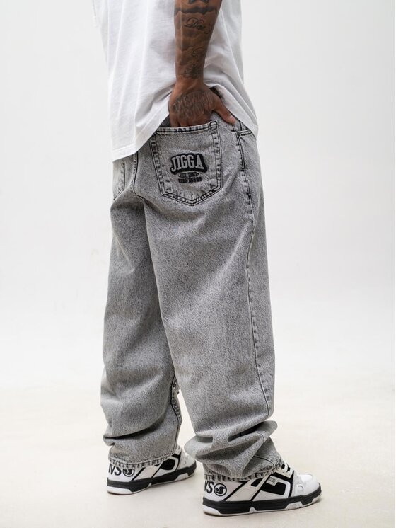 Jigga Wear Jigga Wear Jeansy Szerokie luźne lata 90 Y2K 130750 Szary Baggy Fit
