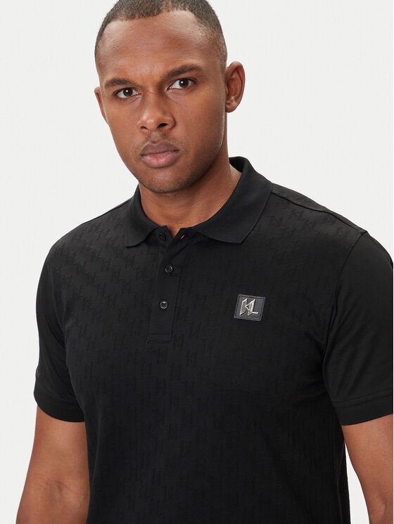 KARL LAGERFELD KARL LAGERFELD Тениска с яка и копчета 745006 554201 Черен Regular Fit