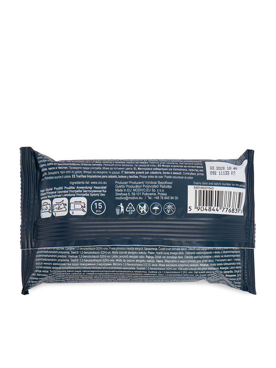 Reebok Reebok Вологі серветки для взуття FOOTWEAR CLEANING WIPES 15 pcs Безбарвний