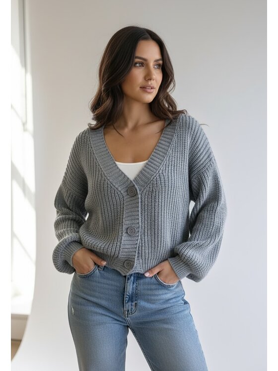 FIGL FIGL Ζακέτα M1263 Γκρι Regular Fit