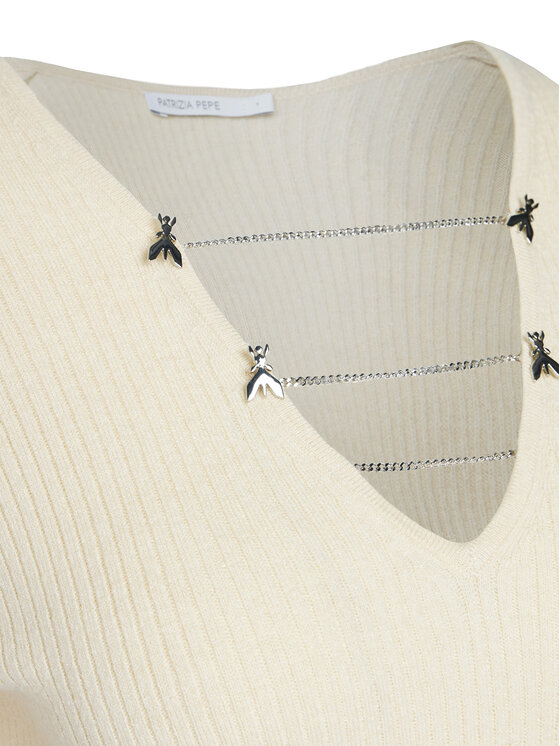 Patrizia Pepe Patrizia Pepe Πουλόβερ 2K0331/K7S0-ecW405 Εκρού Regular Fit