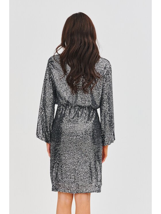 NAOKO NAOKO Sukienka wieczorowa Rock the Night Srebrny Regular Fit