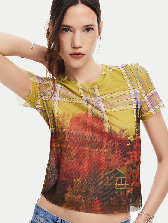 Desigual Desigual T-Shirt Double 24WWTK27 Έγχρωμο Slim Fit